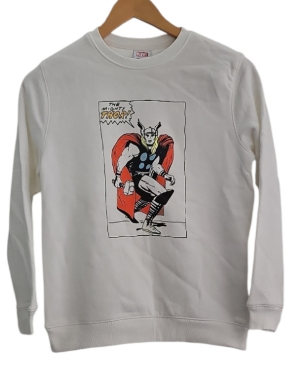 Marvel Thor Graphic Sweatshirt Youth XL White Comic Print Pullover NWT